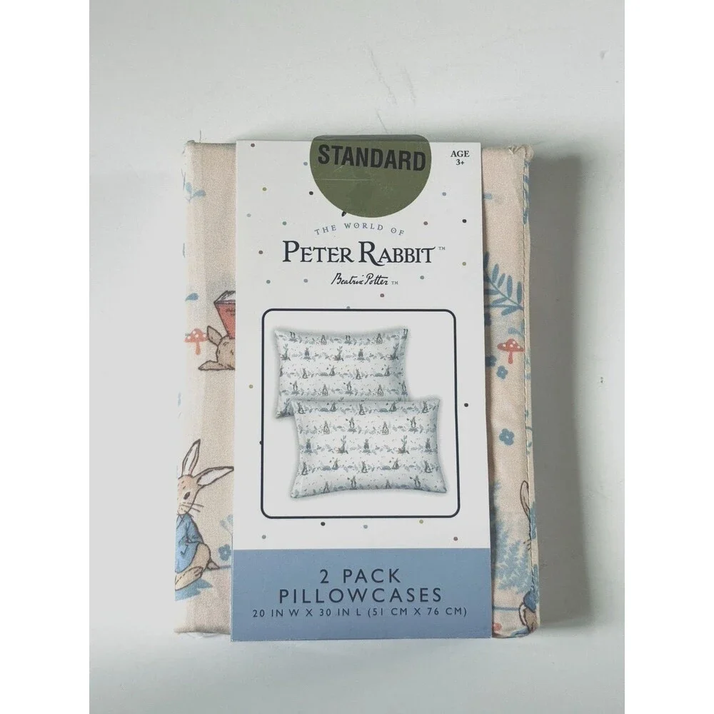 The World Of Peter Rabbit Beatrix Potter Set of 2 Yellow Standard Pillowcases